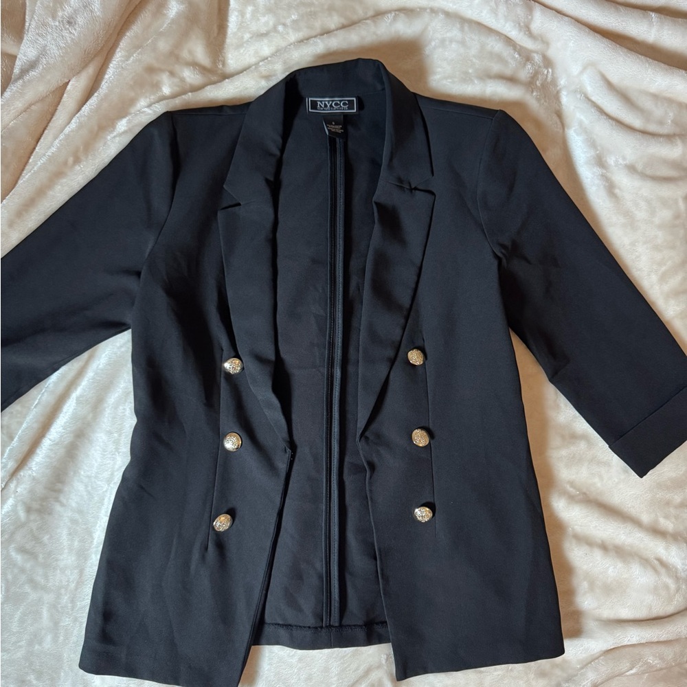 NYC Black and Gold Blazer with Structured Shoulders